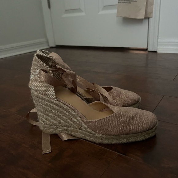 Castaner Carina Rose Gold Espadrille Wedges - Picture 3 of 6